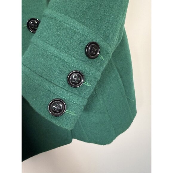 St Johns Bay SJB Wool Blend Green Peacoat Coat Women’s Medium Preppy Outdoor - Picture 2 of 7